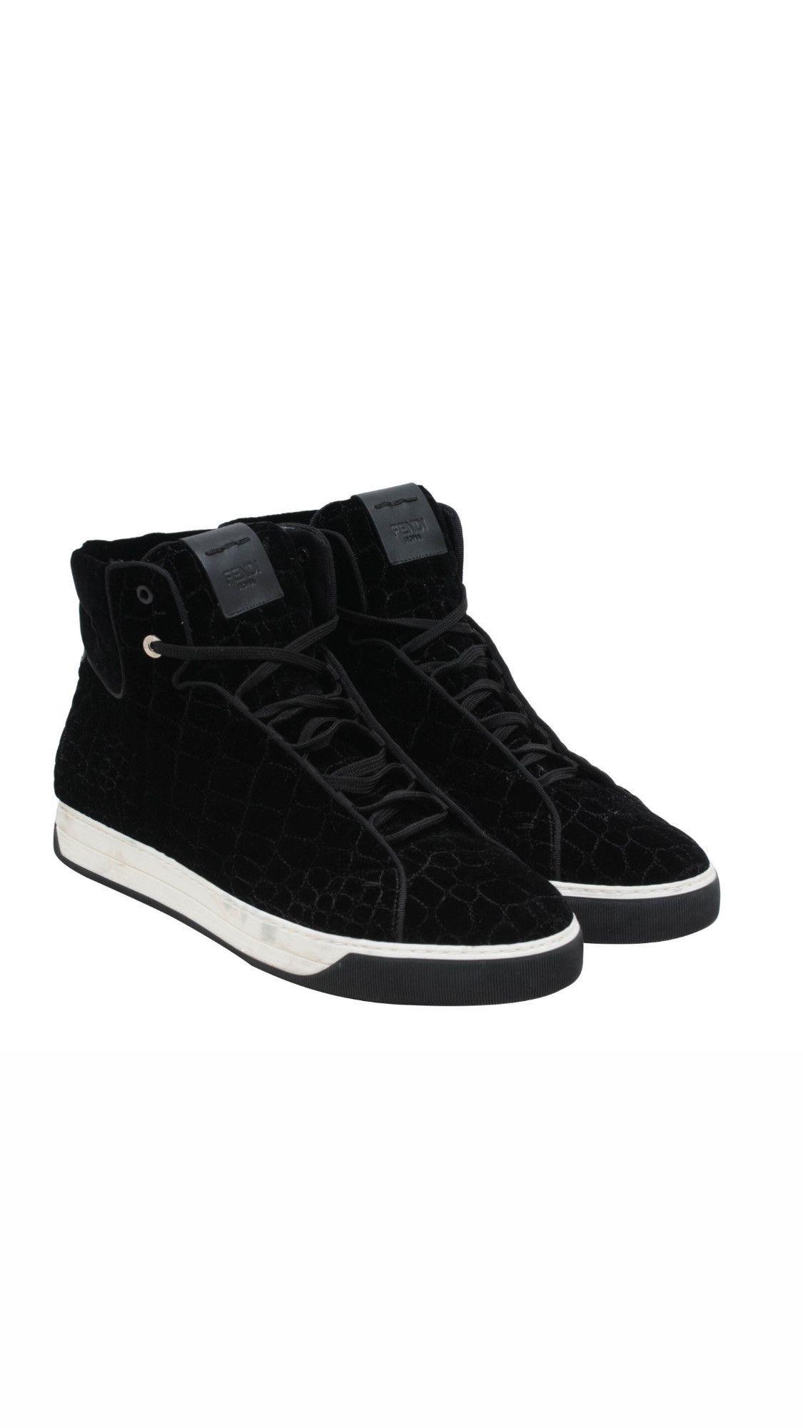 Fendi High Top Sneaker Black Velour Croc Stamped Ru Size US 12 / EU 45 - 1 Thumbnail