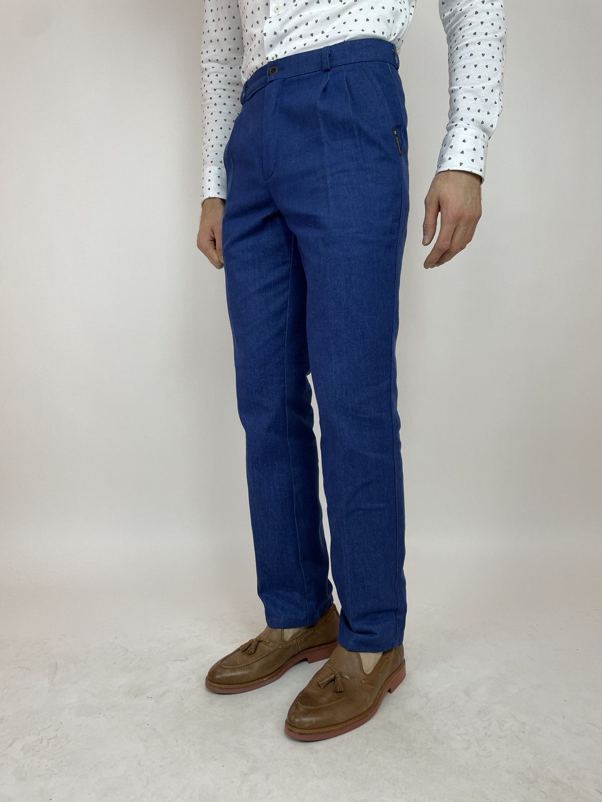 Japanese Brand MONCHAUX vintage Pleated Denim Trousers Slim fit Mens Size US 31 - 6 Thumbnail