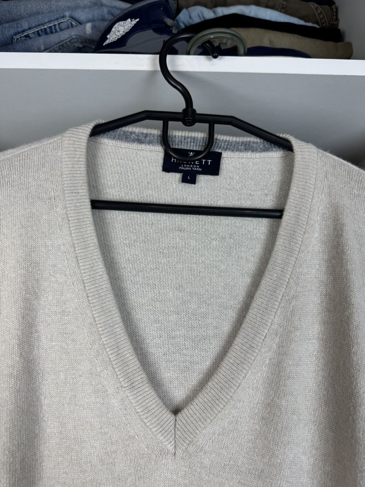 Hackett Hackett London Men’s V-Neck Jumper Merino Wool Blend Size US L / EU 52-54 / 3 - 3 Thumbnail