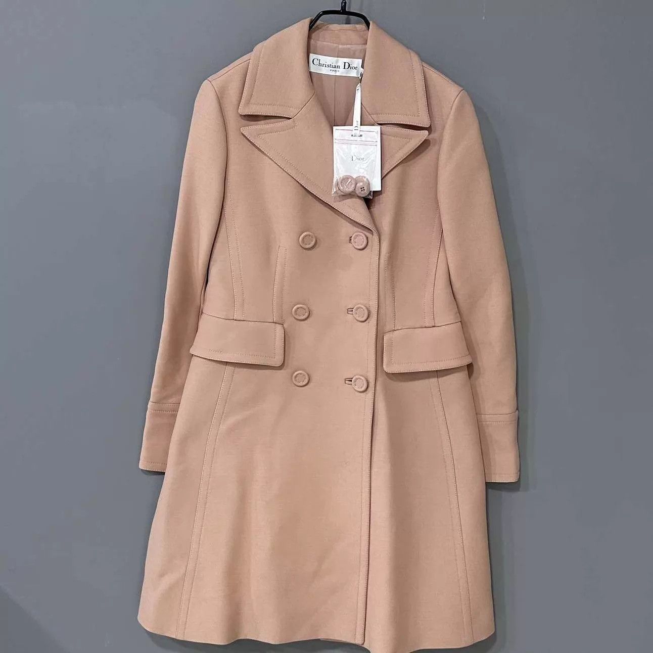 Dior Dior women's nude pink wool double-breasted coat Size S / US 4 / IT 40 - 1 Thumbnail