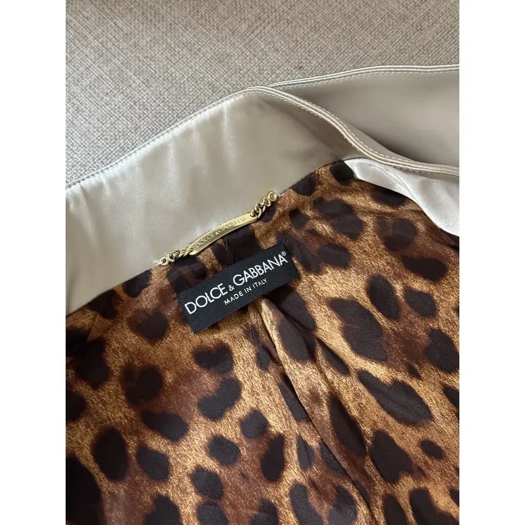 Dolce & Gabbana Dolce & Gabbana Silver Leopard Cropped Satin Blazer IT44 Size M / US 6-8 / IT 42-44 - 5 Thumbnail