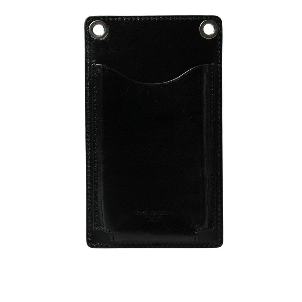 Dolce & Gabbana Dolce & Gabbana Black Calf Leather Zip Logo Shoulder Neck St Size ONE SIZE - 2 Thumbnail