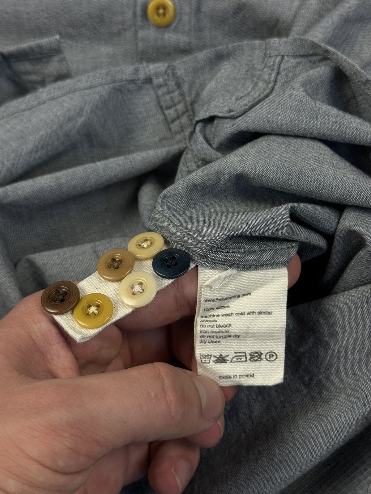 Folk FOLK Grey Cotton Button Down Long Sleeve Shirt Size US L / EU 52-54 / 3 - 11 Thumbnail