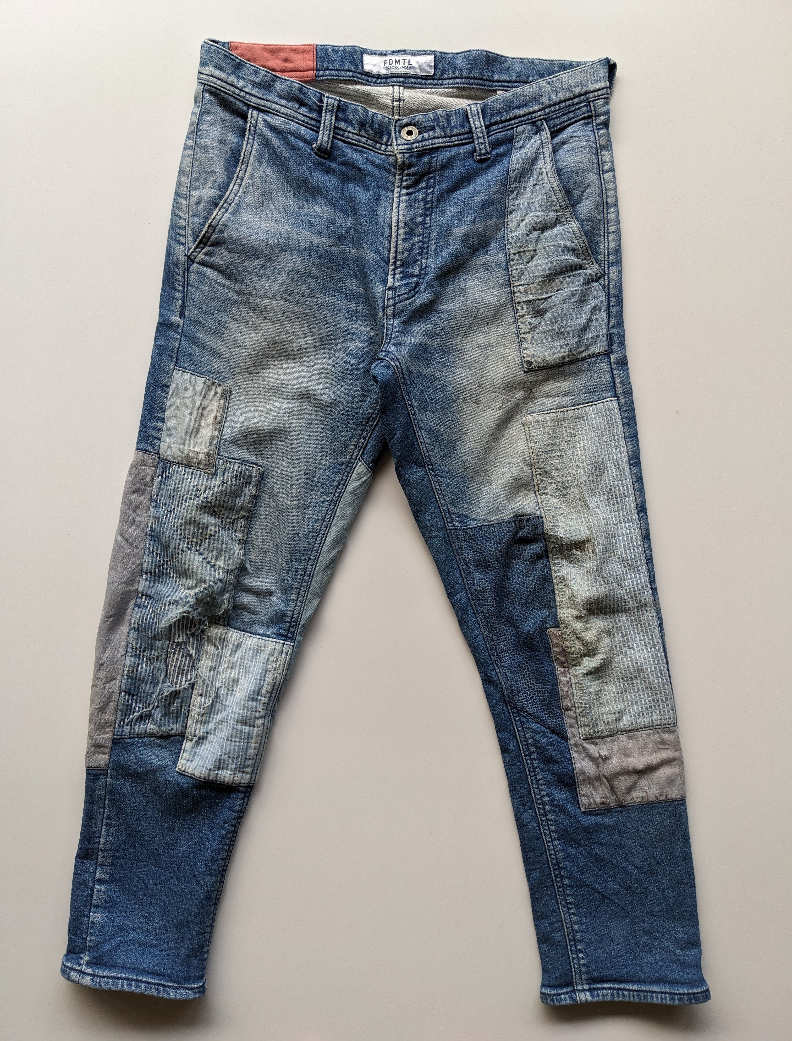 FDMTL FDMTL boro patchwork sashiko cropped jeans Size US 31 - 1 Thumbnail