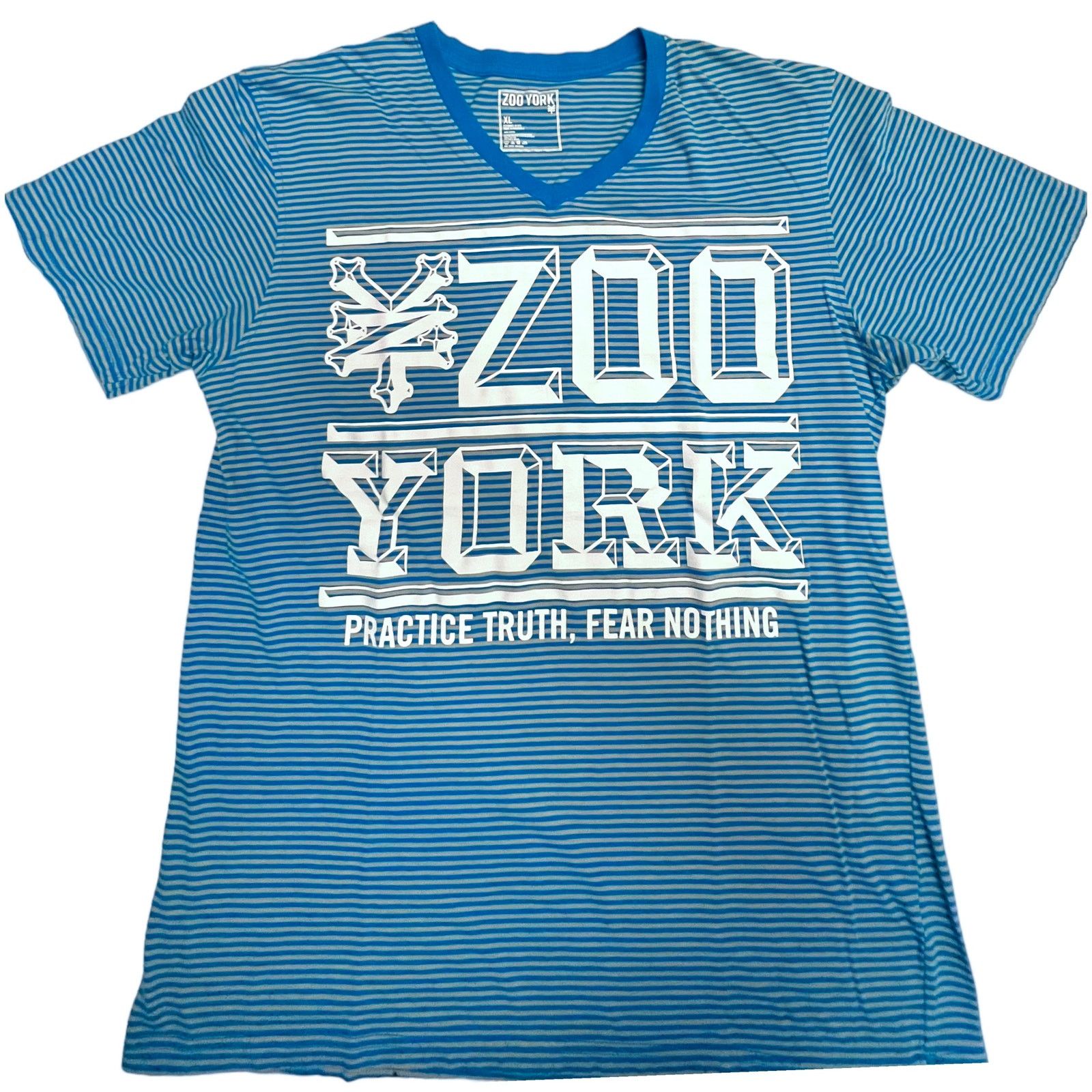 Zoo York Zoo York Men’s XL Striped T-Shirt Blue White Vneck Tee Size US XL / EU 56 / 4 - 1 Thumbnail