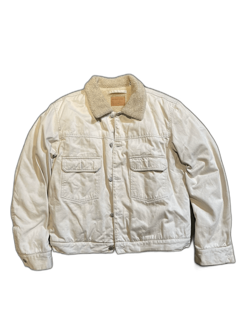 helmut lang white lamb fur denim jacket