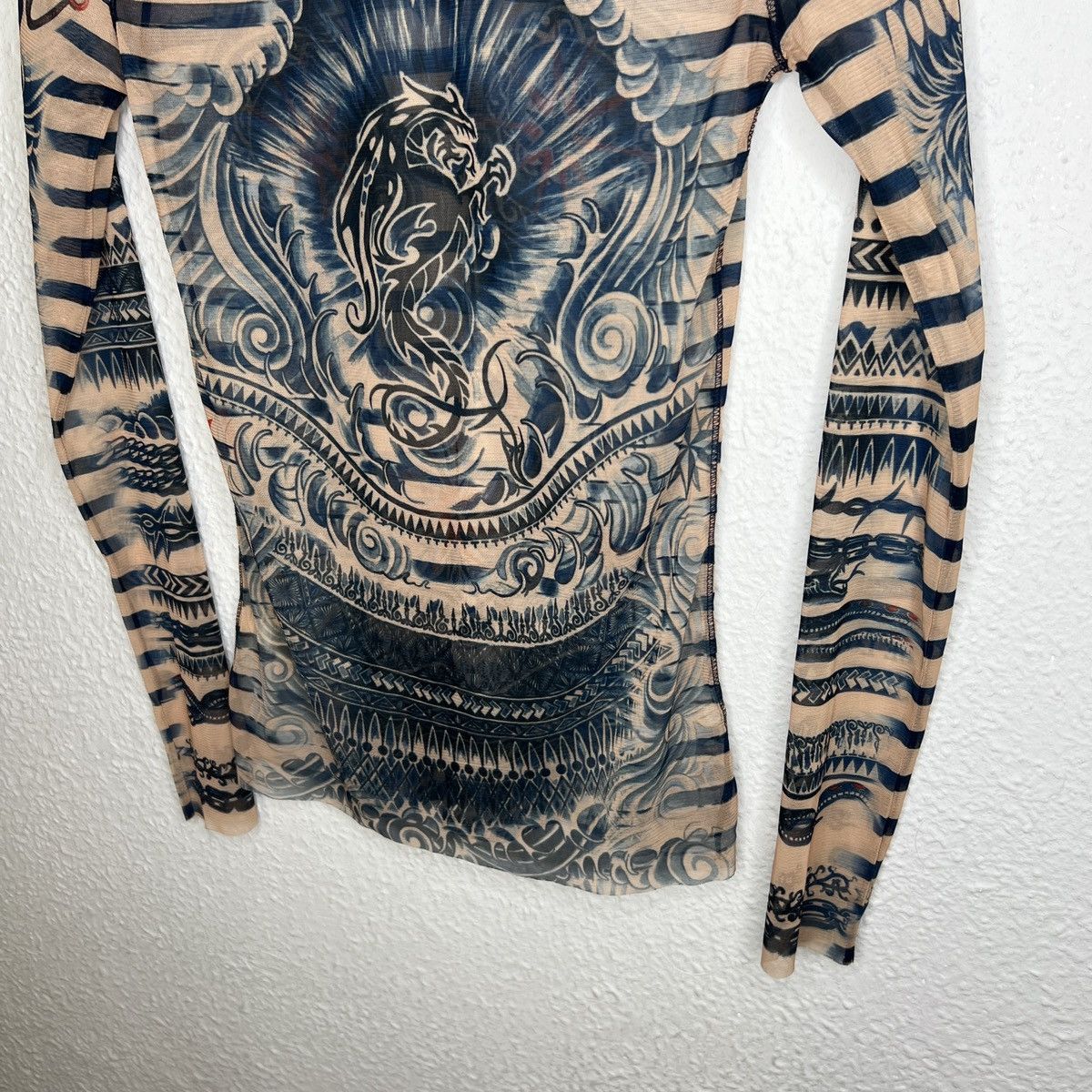 Jean Paul Gaultier Jean Paul Gaultier Mesh Top Tattoo Long Sleeve Blouse Multi Size M / US 6-8 / IT 42-44 - 9 Thumbnail