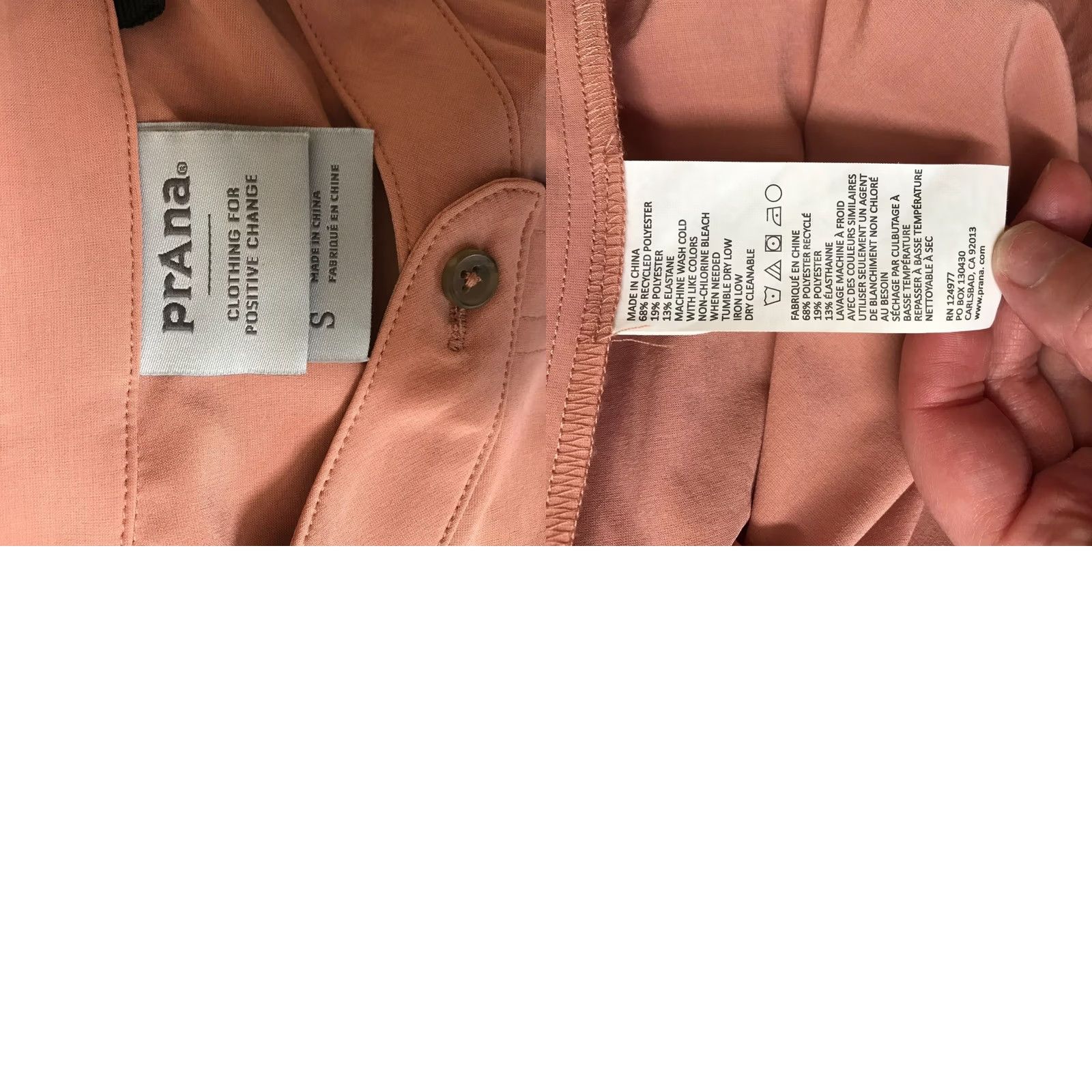 Prana prAna Womens Small Pink Long Sleeve Button Top Polyester Blend W-Pockets Size S / US 4 / IT 40 - 8 Thumbnail