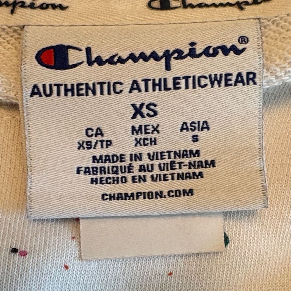 Champion Champion White Cropped Sweatshirt Multi Splatters XS Vintage Size XS / US 0-2 / IT 36-38 - 6 Thumbnail
