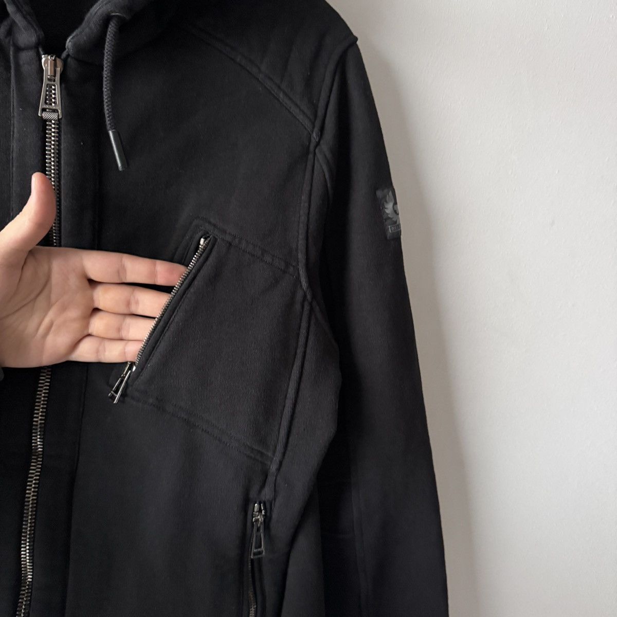 Belstaff Belstaff Black Biker-Style Hoodie Zip-Up Sweatshirt Size US M / EU 48-50 / 2 - 9 Thumbnail