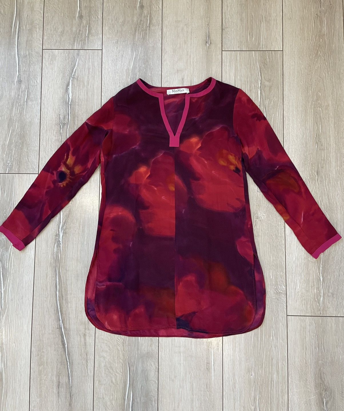 Max Mara × Vintage Max Mara Floral silk blouse Size M / US 6-8 / IT 42-44 - 1 Thumbnail