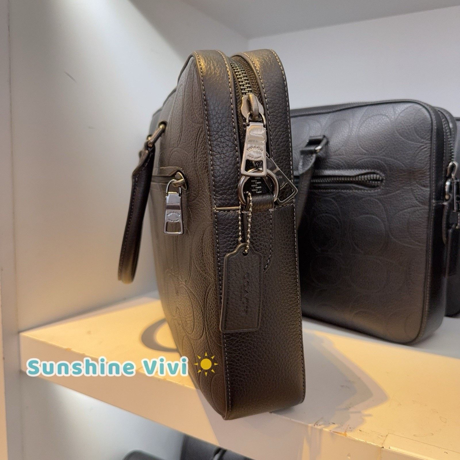 Coach NWT Coach Ethan Slim Brief Leather Gunmetal/Black ccf55 Size ONE SIZE - 2 Thumbnail