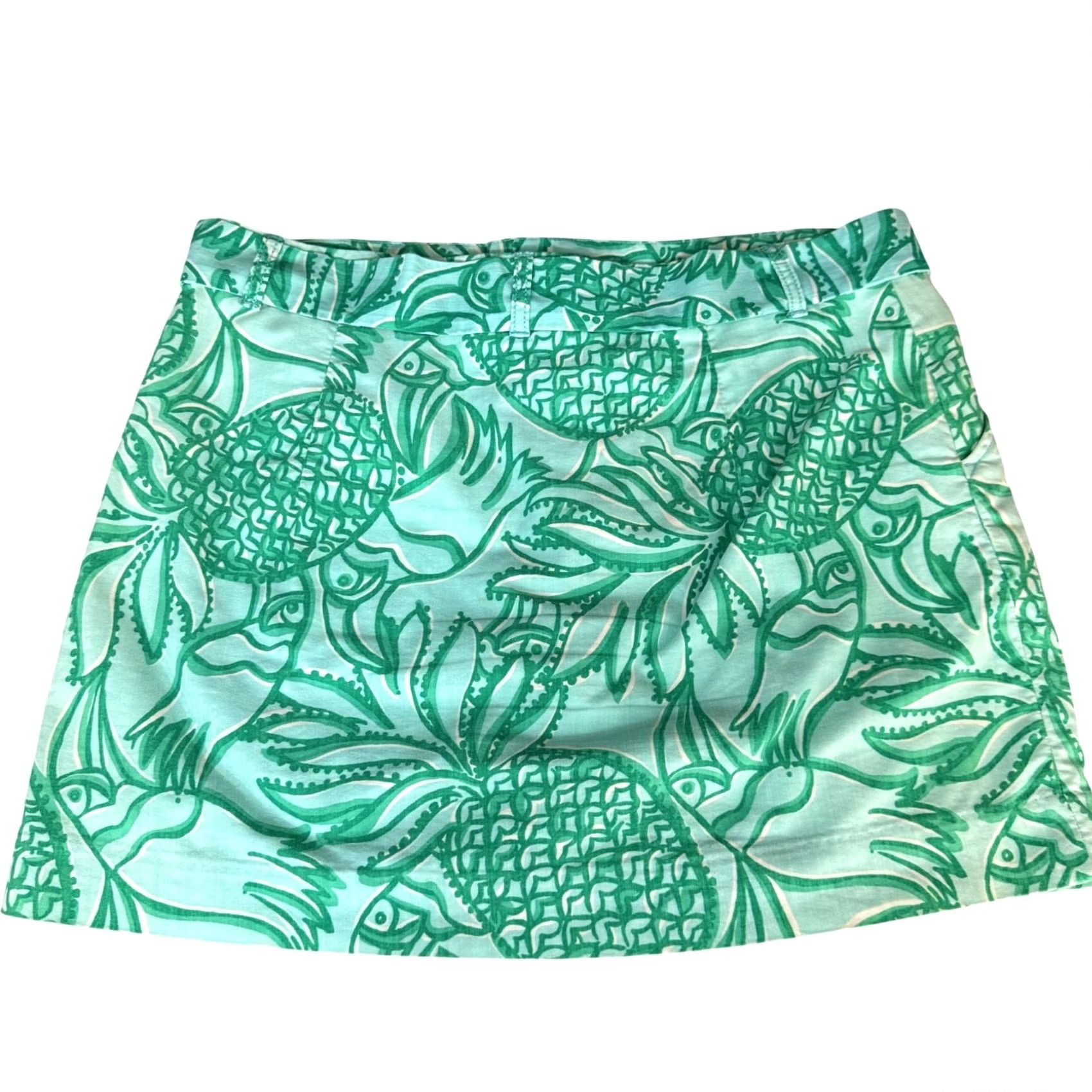 Lilly Pulitzer Lilly Pulitzer Skirt Sz 8 Rochelle Pineapple Toucan Tango Mini Bamboo Belt Green Size 30" / US 8 / IT 44 - 2 Thumbnail