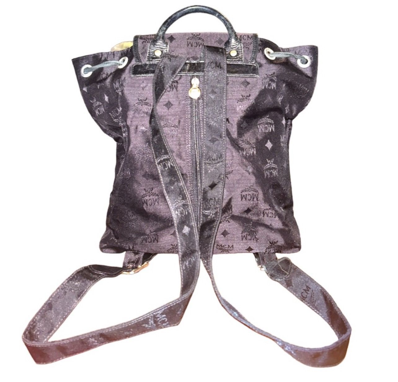 MCM MCM Vintage Black Nylon Drawstring Backpack W Gold Hardware. Size ONE SIZE - 6 Thumbnail
