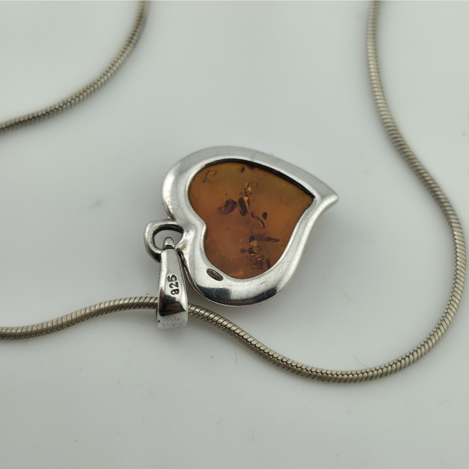 Other Paolo Romeo Sterling Silver Amber Heart Pendant Snake Chain Size ONE SIZE - 4 Thumbnail