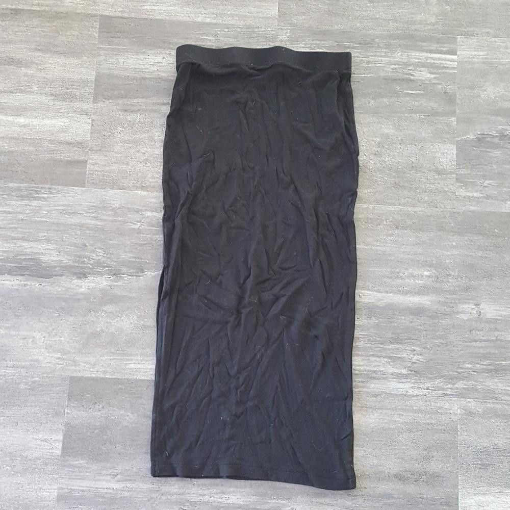 Designer Black Side Slit High Waisted Midi Size 28" / US 6 / IT 42 - 2 Thumbnail