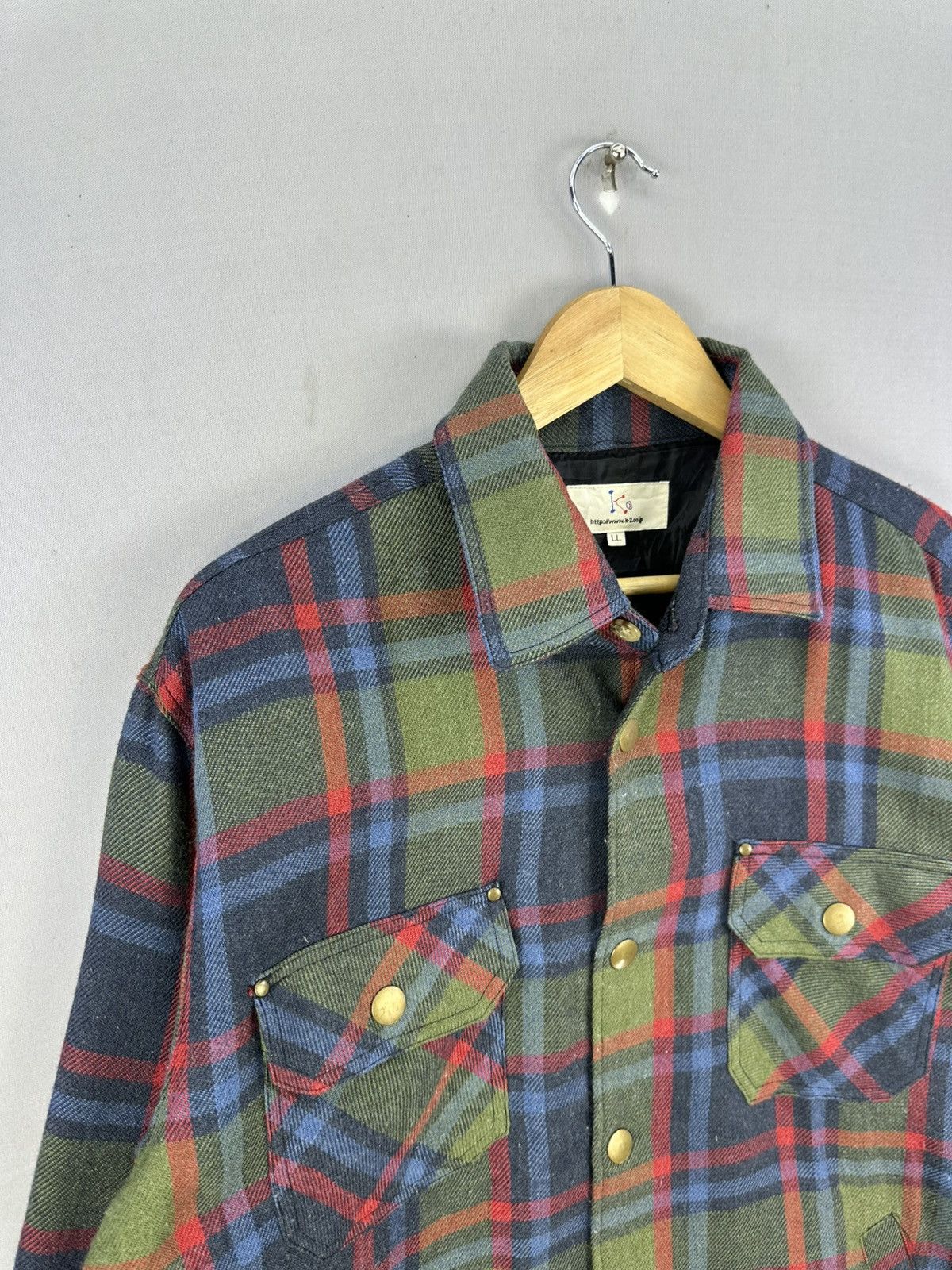 Japanese Brand K3 Plaid Check Snap Button Flannel Shirt Button Up Size US L / EU 52-54 / 3 - 2 Thumbnail