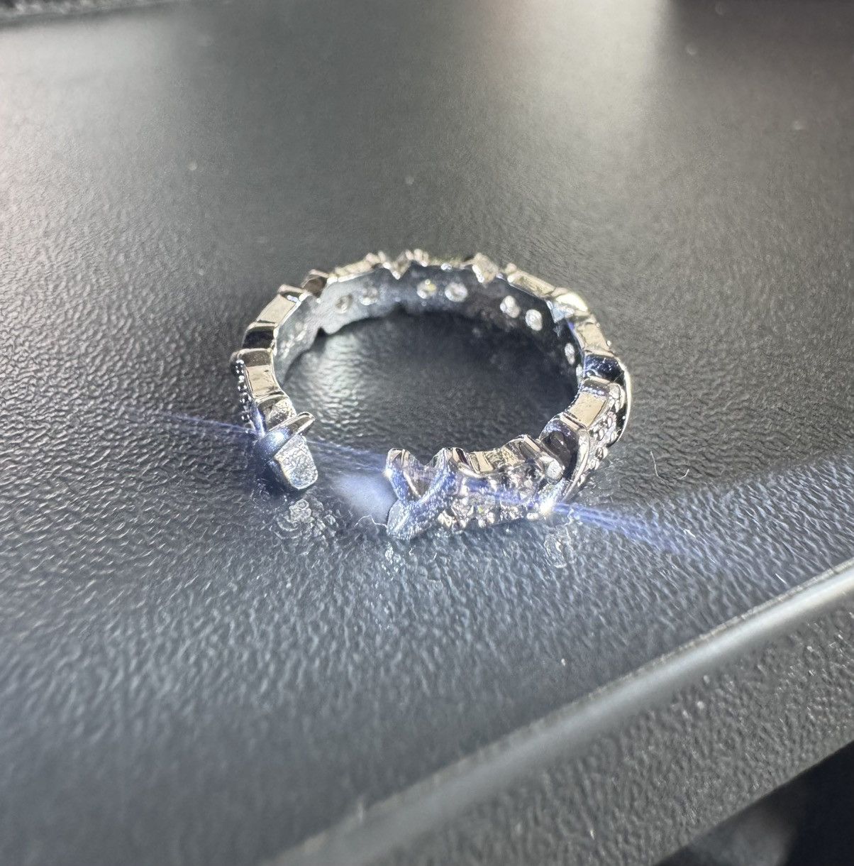 Other Silver Iced Out "X" Cross Eternity Band Ring - Adjustable Size ONE SIZE - 4 Thumbnail