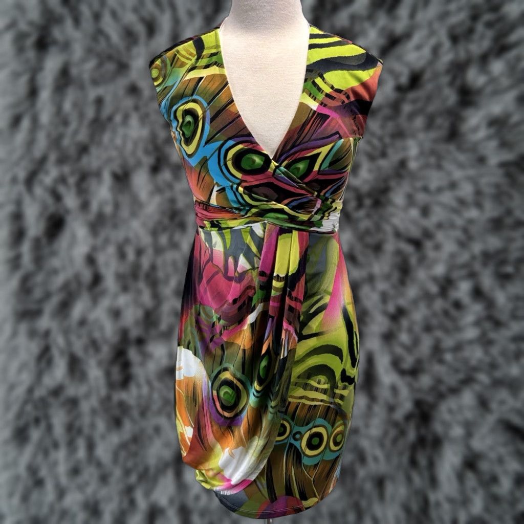 Joseph Ribkoff JOSEPH RIBKOFF Colorful Faux Wrap Dress Size 8 Women’s Sleeveless V-Neck Short Geometric Print Party Casual Size M / US 6-8 / IT 42-44 - 1 Thumbnail