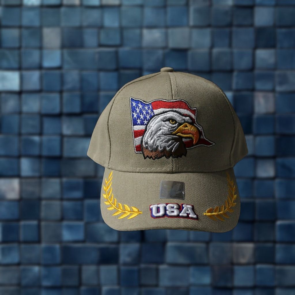Vintage VINTAGE CALI Baseball Cap Men Adjustable Beige Eagle American Flag Outdoor 2018 Size ONE SIZE - 1 Thumbnail