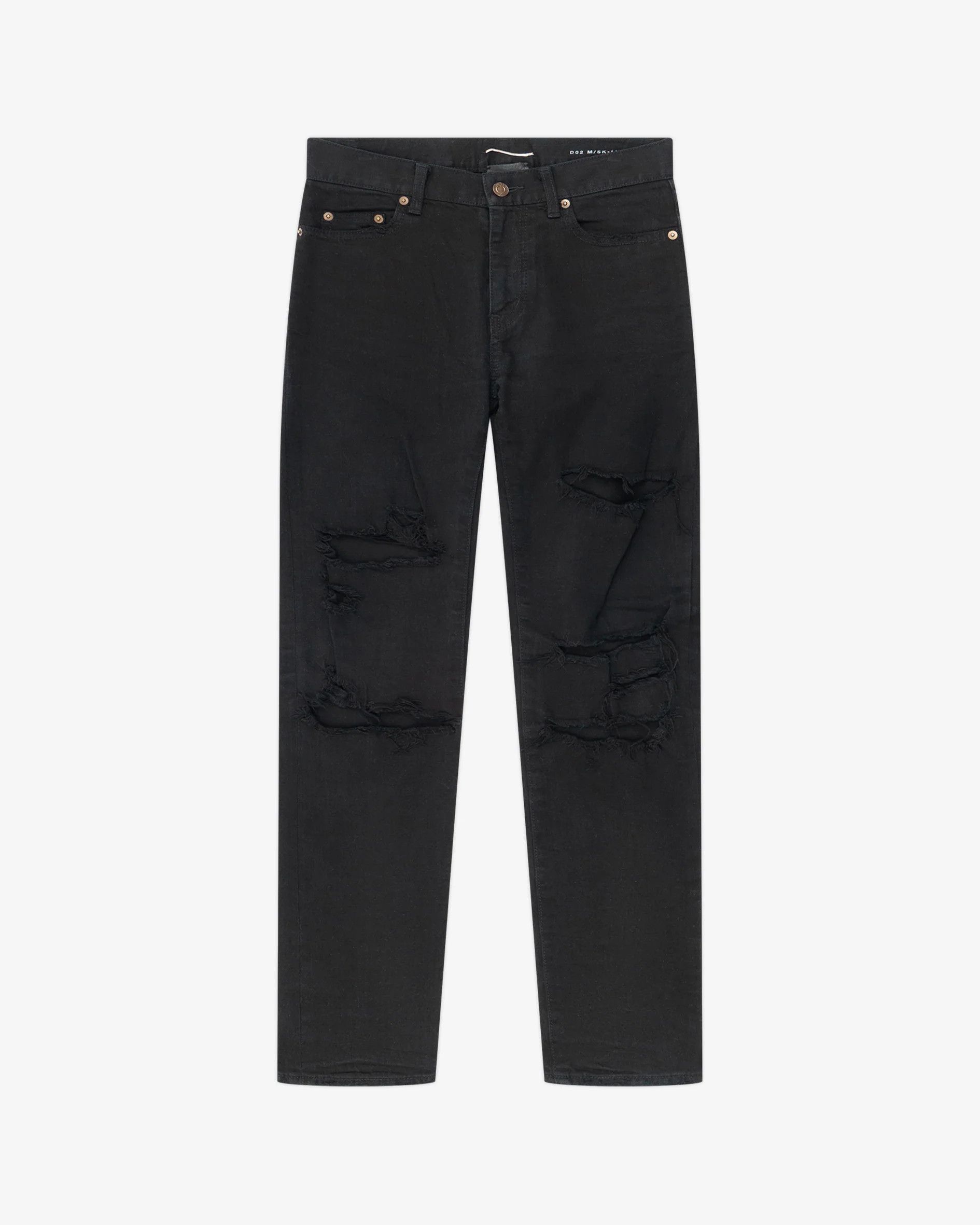 Saint Laurent Paris Black Ripped Skinny Denim Size US 29 - 1 Thumbnail