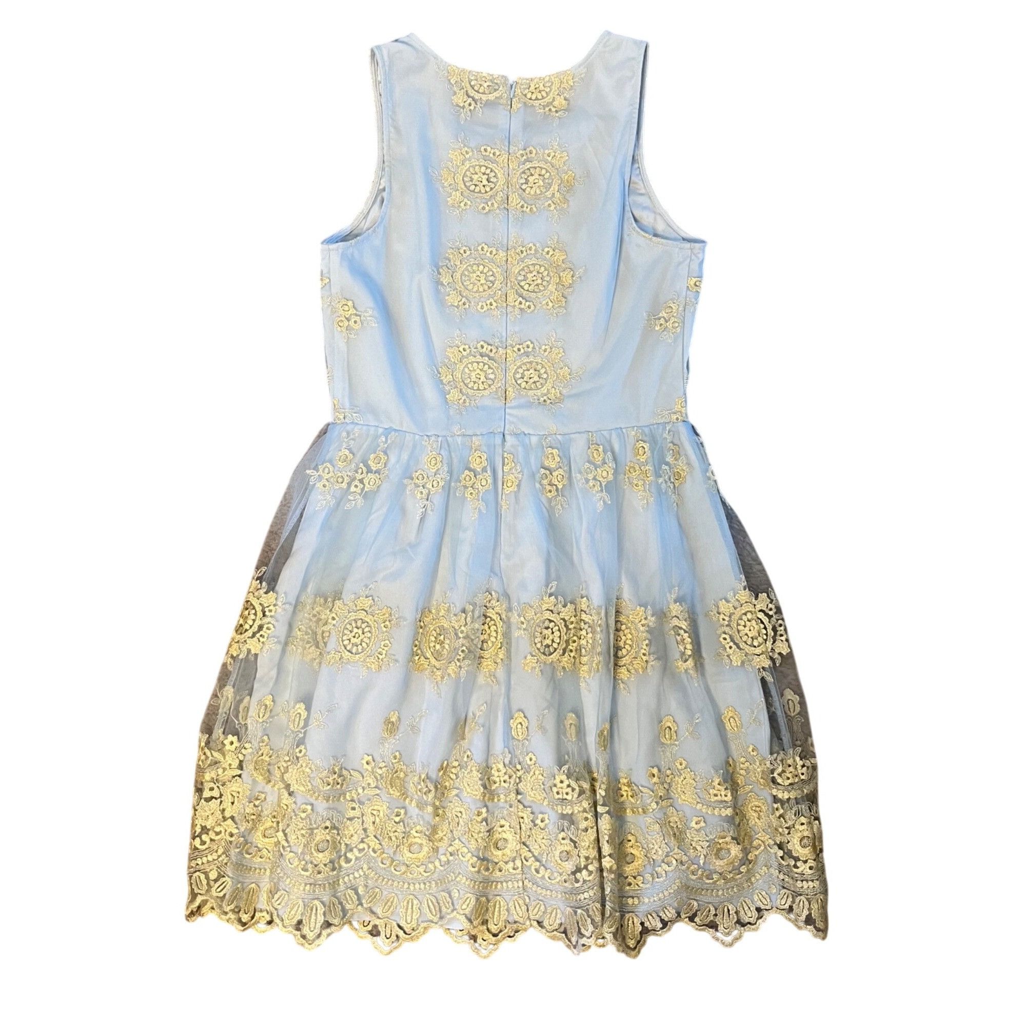 Anthropologie Anthropologie BHLDN 10 UK 14 Dress Flourish Sky Blue Gold La Size L / US 10 / IT 46 - 3 Thumbnail