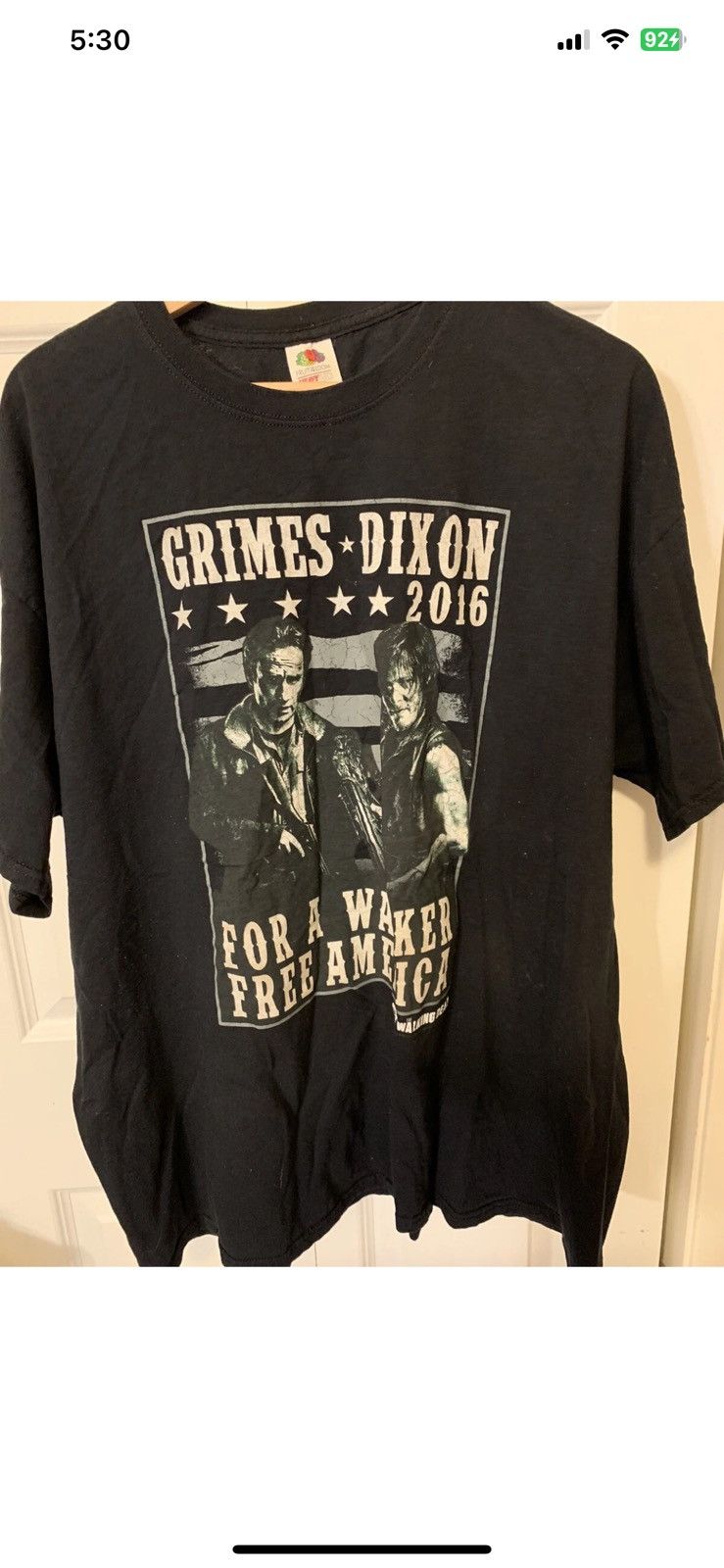 Fruit Of The Loom Walking dead mens sz 2XL zombie Dixon Grimes black t shirt Size US XXL / EU 58 / 5 - 6 Thumbnail