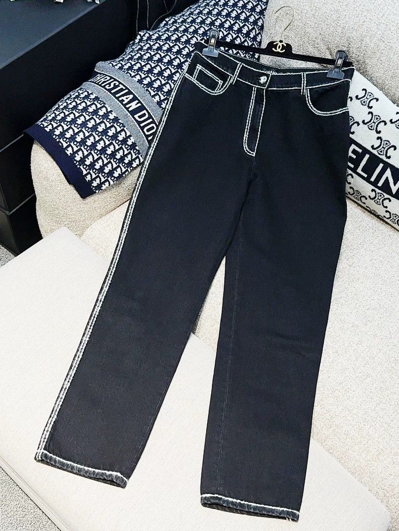 Chanel Chanel Black and white-edged cartoon wide-leg trousers Size 25" / US 0 / IT 36 - 2 Thumbnail