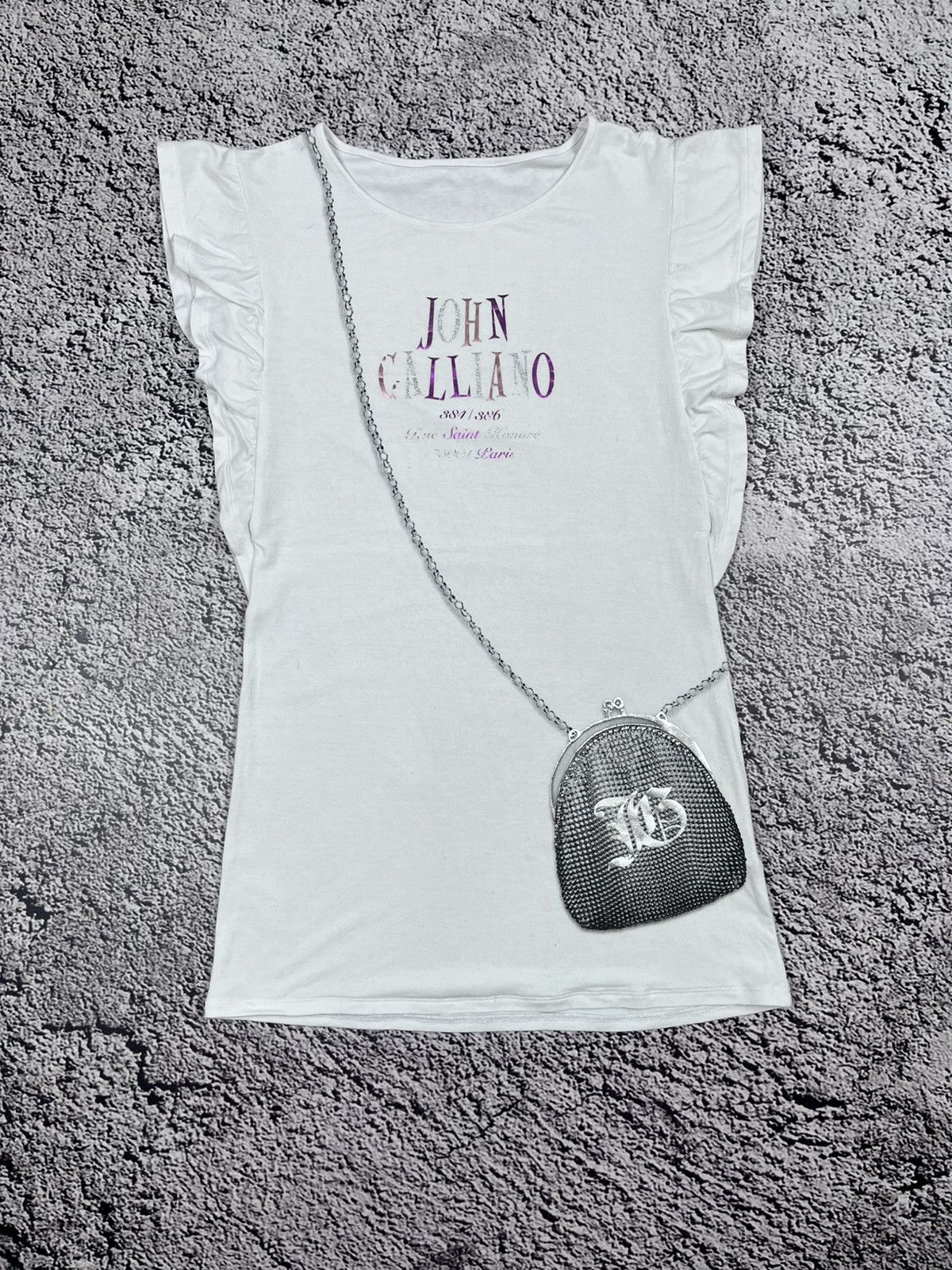 Vintage John Galliano flutter sleeves logo t shirt top