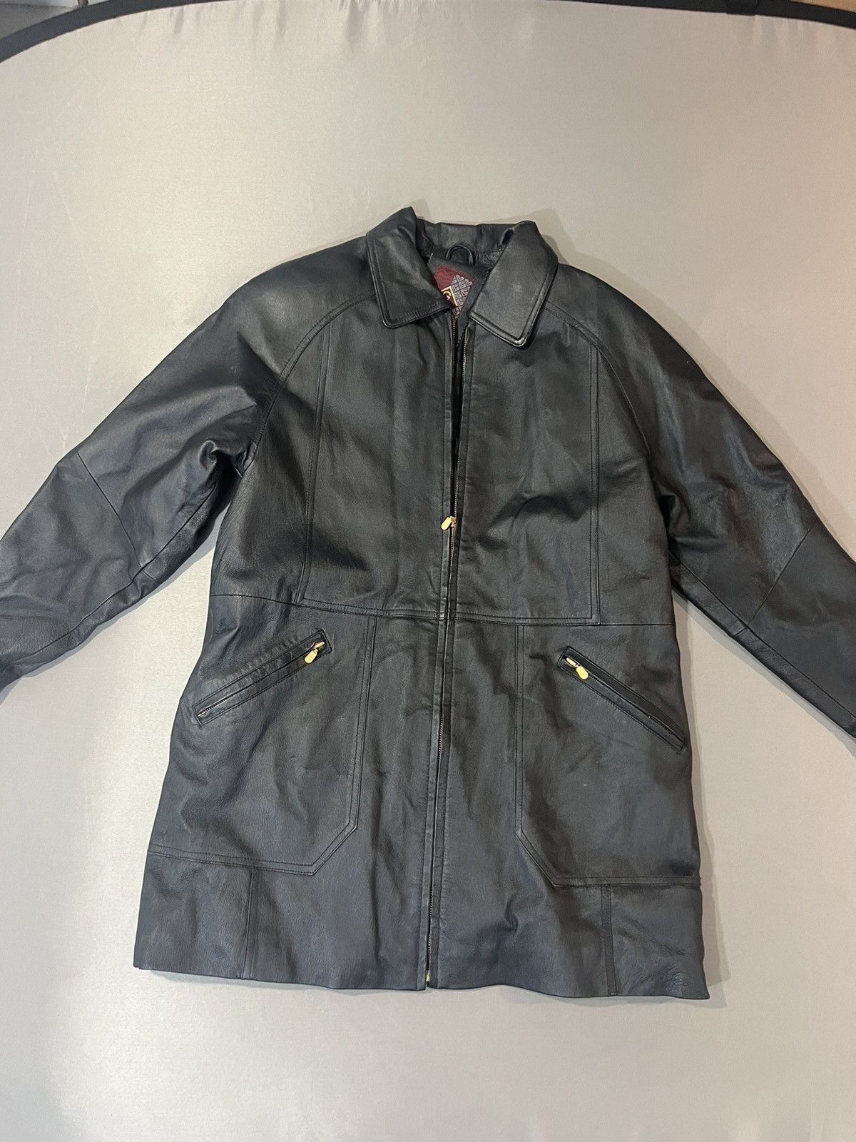 Vintage Y2k Black Leather blazer jacket Size US M / EU 48-50 / 2 - 1 Thumbnail
