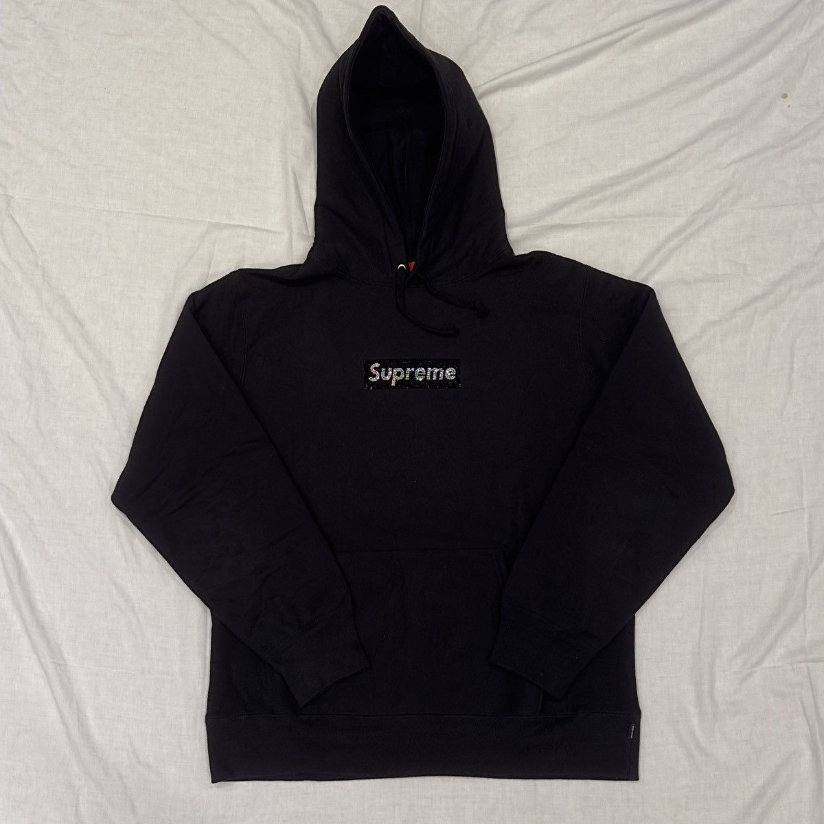人気話題！Supreme Swarovski Box Logo Hooded Sweatshirt Black Buy Supreme x Swarovski Box Logo Hooded Sweatshirt 'Black