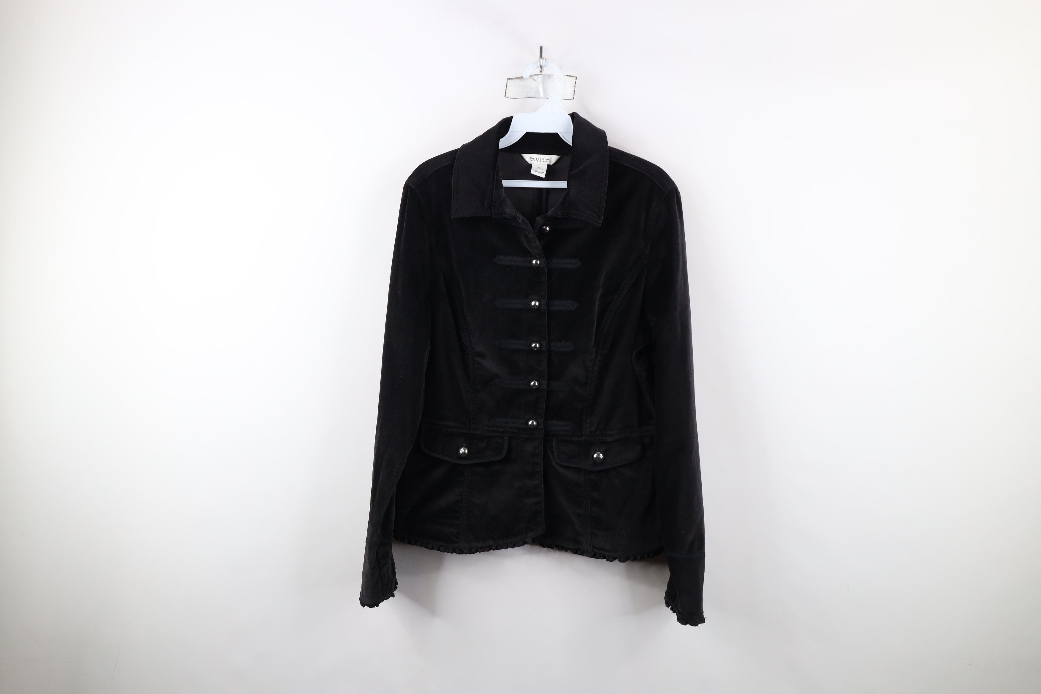 Vintage × White House Black Market White House Black Market Trim Velour Military Blazer Jacket Size L / US 10 / IT 46 - 1 Thumbnail