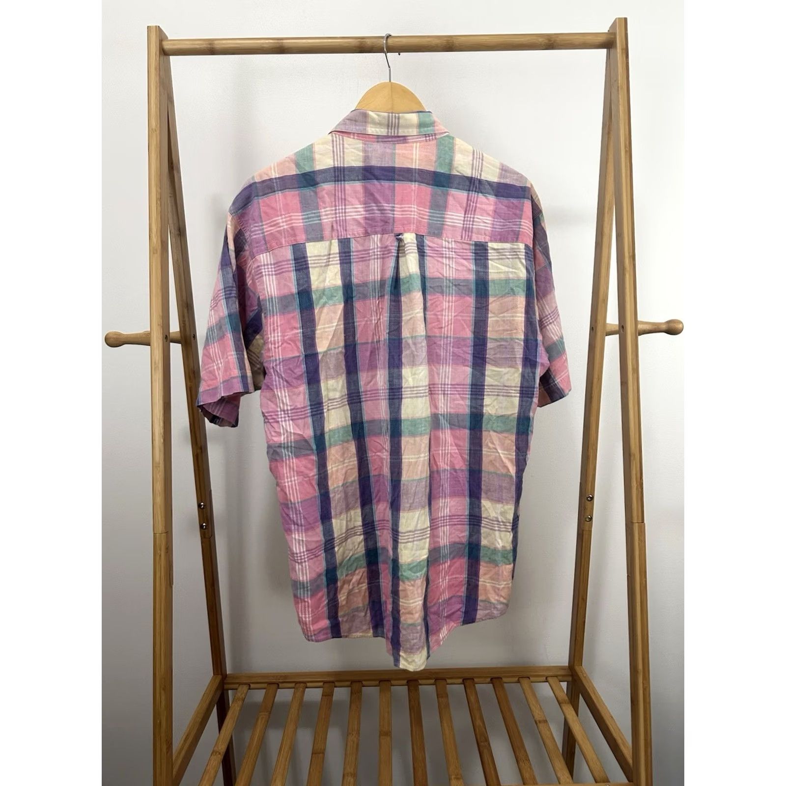 Eddie Bauer VTG Eddie Bauer Button-Up Shirt Plaid Short Sleeve Pink Multicolor L Mens Regular XS? Size US L / EU 52-54 / 3 - 2 Thumbnail
