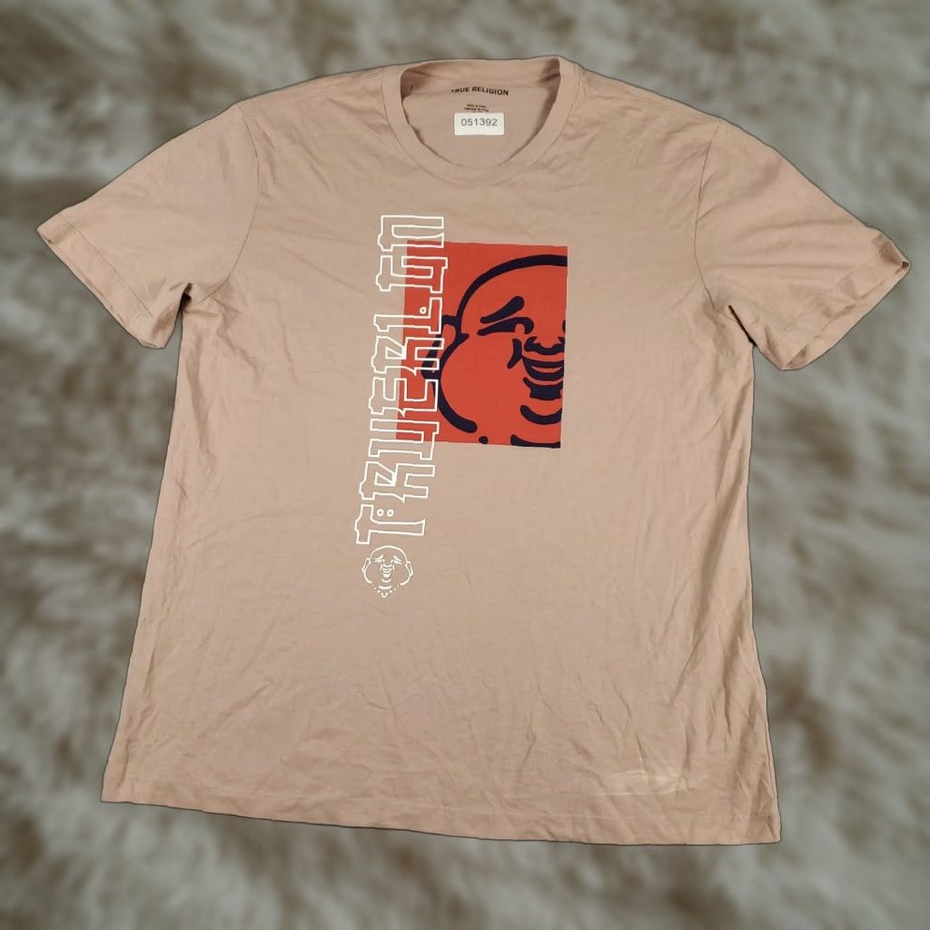 True Religion TRUE RELIGION T SHIRT Mens XL Beige Short Sleeve Crew Neck Logo Print Casual Adult Clothing Size US XL / EU 56 / 4 - 1 Thumbnail