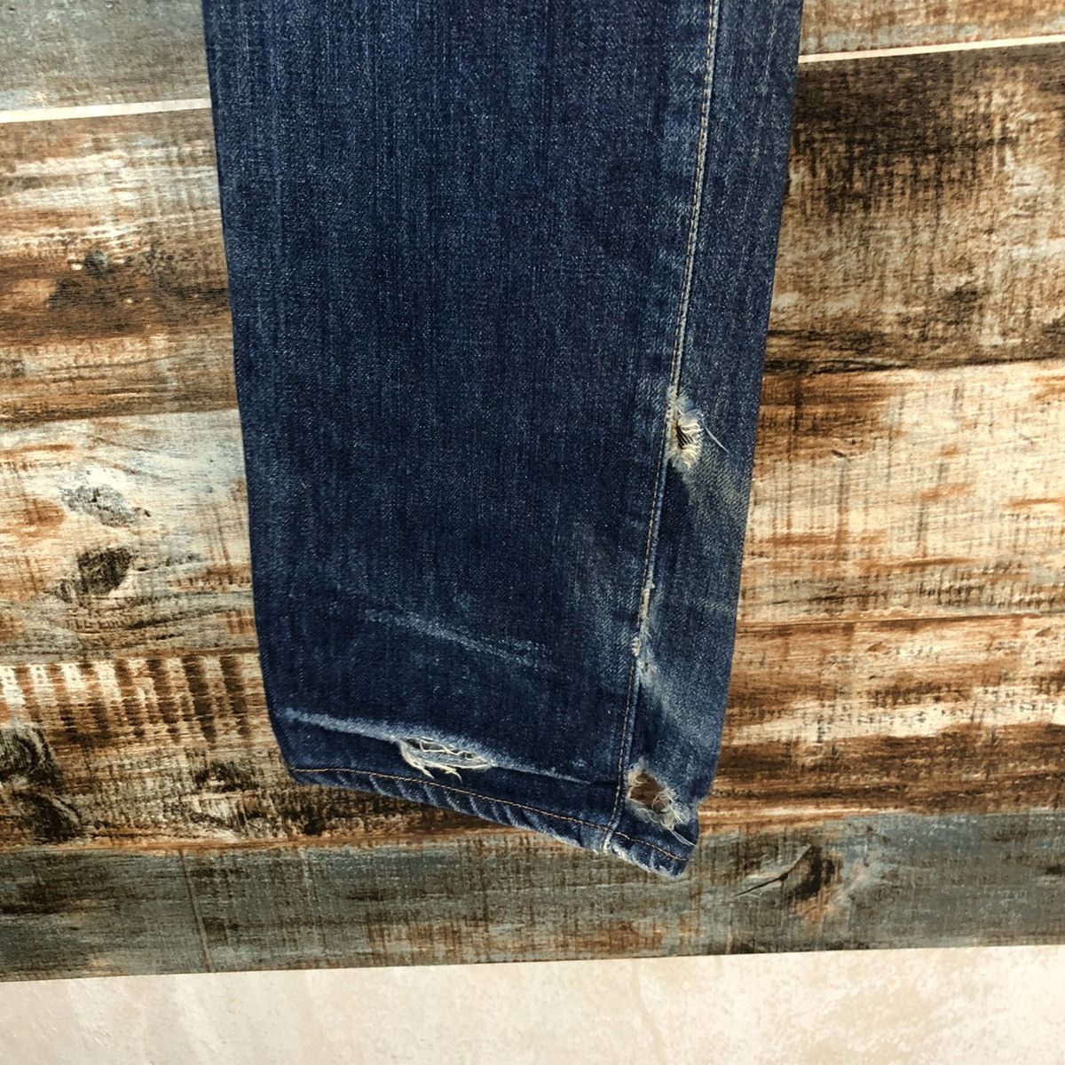 Levi's DLL Levis 505 Big E Blue Distressed Denim Pants #C133 Size US 30 / EU 46 - 11 Thumbnail