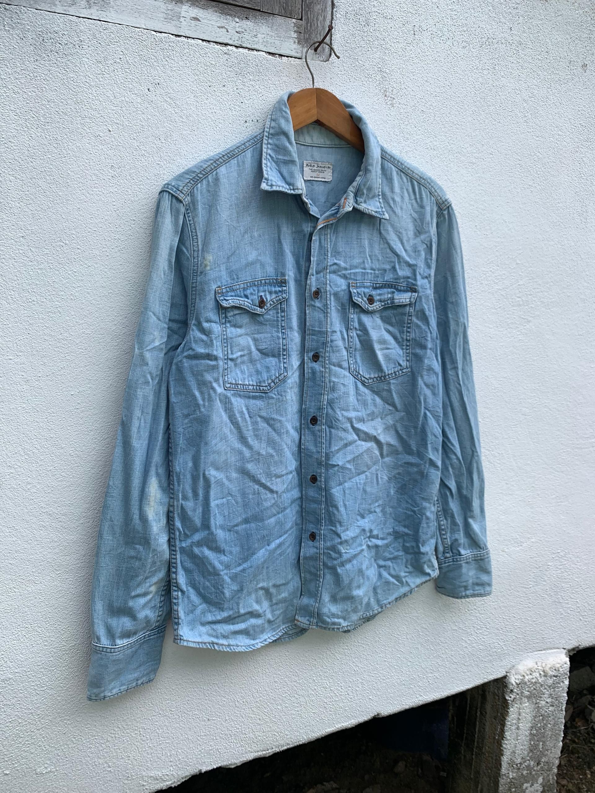 Japanese Brand Vintage Nudie Jeans Co Button Denim Shirt Size US M / EU 48-50 / 2 - 7 Thumbnail