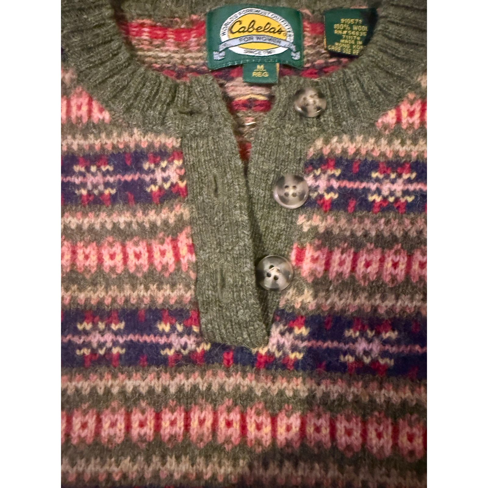 Other Vintage Cabela’s Fair Isle Wool Henley Sweater – (Women’s M) Size US M / EU 48-50 / 2 - 3 Thumbnail