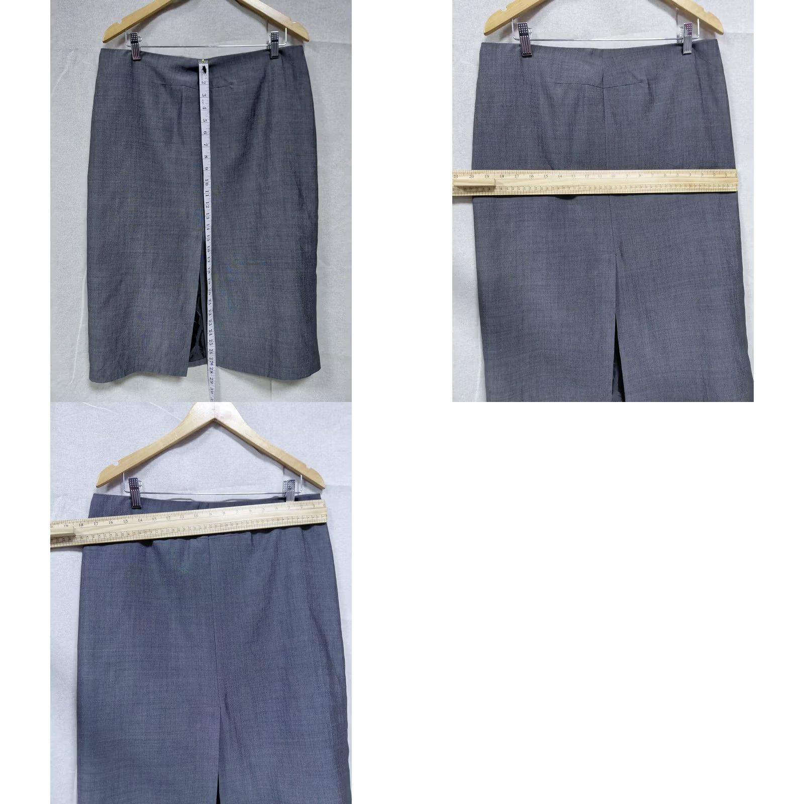 DKNY DKNY Wool Blend Mohair Skirt Gray Solid Lined Women Size 14 Italy Knee Length A-Line Pair with Blouse/Blazer for Business Formal Fall Winter Size 36" / US 14 / IT 50 - 8 Thumbnail