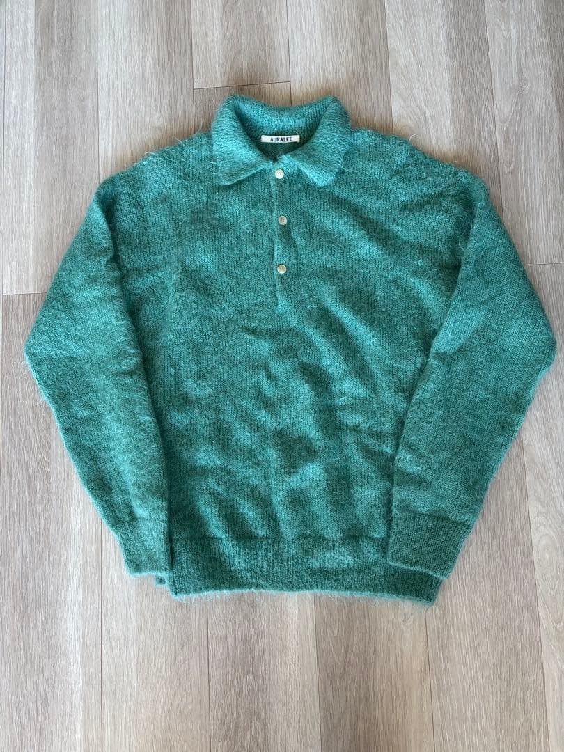 Auralee AURALEE BRUSHED SUPER KID MOHAIR KNIT POLO 3 Size US L / EU 52-54 / 3 - 1 Thumbnail