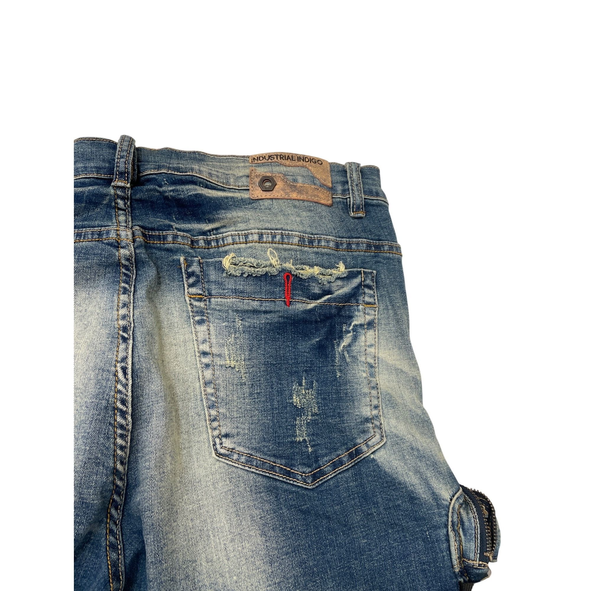 Other Industrial Indigo Mens Blue Distressed Cargo Jeans Pants Siz Size US 38 / EU 54 - 14 Thumbnail