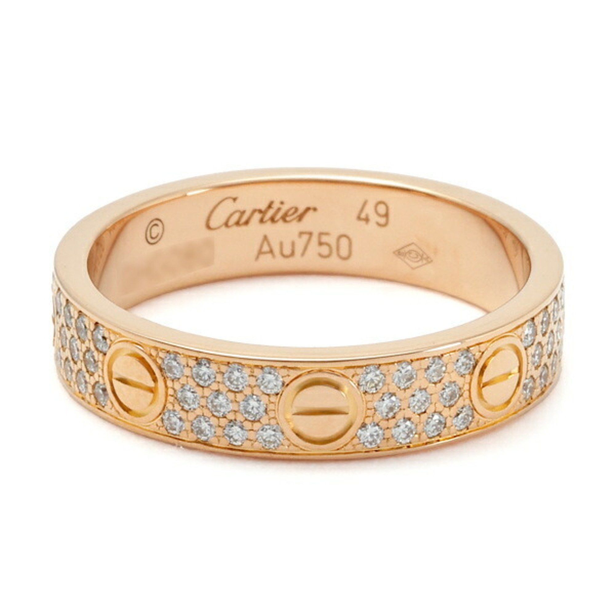 image of Cartier Love Wedding Ring Pavé Diamond K18Pg Pink Gold, Women's