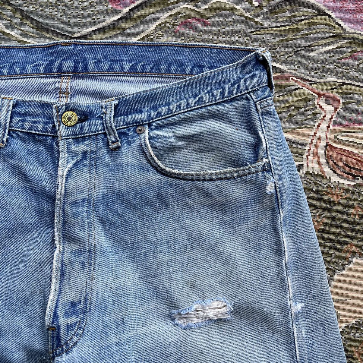 Levi's Thrashed Vintage Levi's 501 Rindem Button 6 Distressed Jeans Size US 34 / EU 50 - 4 Thumbnail