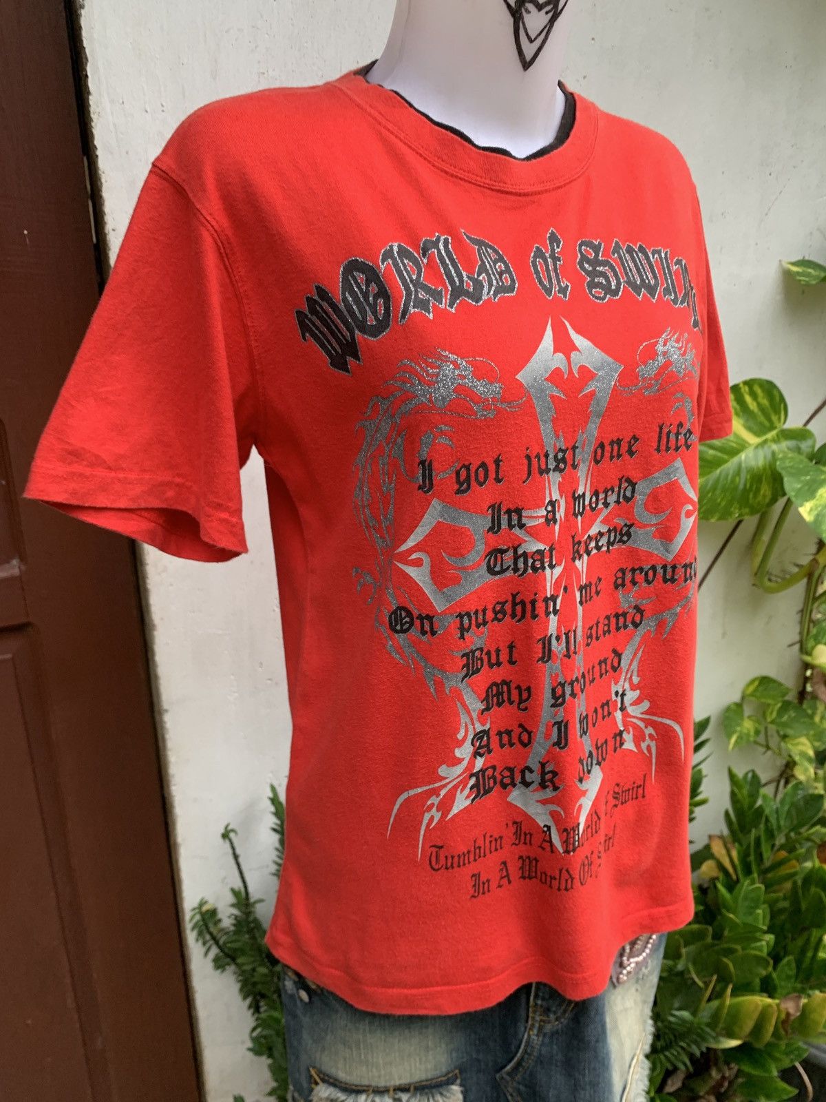 Japanese Brand y2k Sirmione Japan Red Cross Dragon Poem Graphic Top Size L / US 10 / IT 46 - 2 Thumbnail