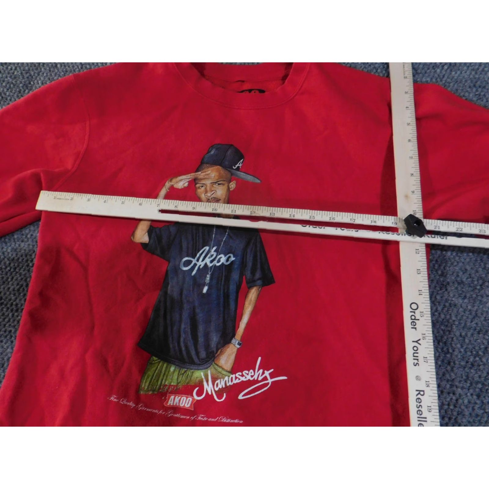 Vintage VINTAGE AKOO Mens Medium Red Manasseh Crewneck Graphic Pullover Pray or Prey YR16 Pullover Crew Neck Size US M / EU 48-50 / 2 - 4 Thumbnail