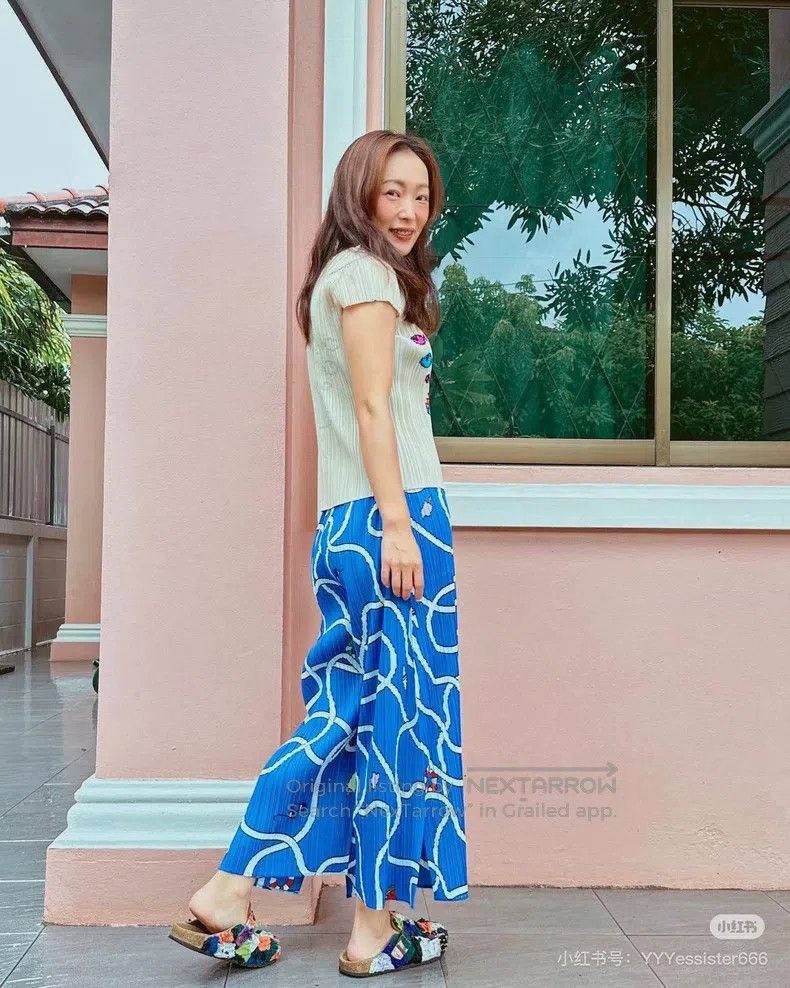 Issey Miyake Issey Miyake size:3 Blue Wave Straight - Leg Wide - Leg Pa Size 31" - 9 Thumbnail