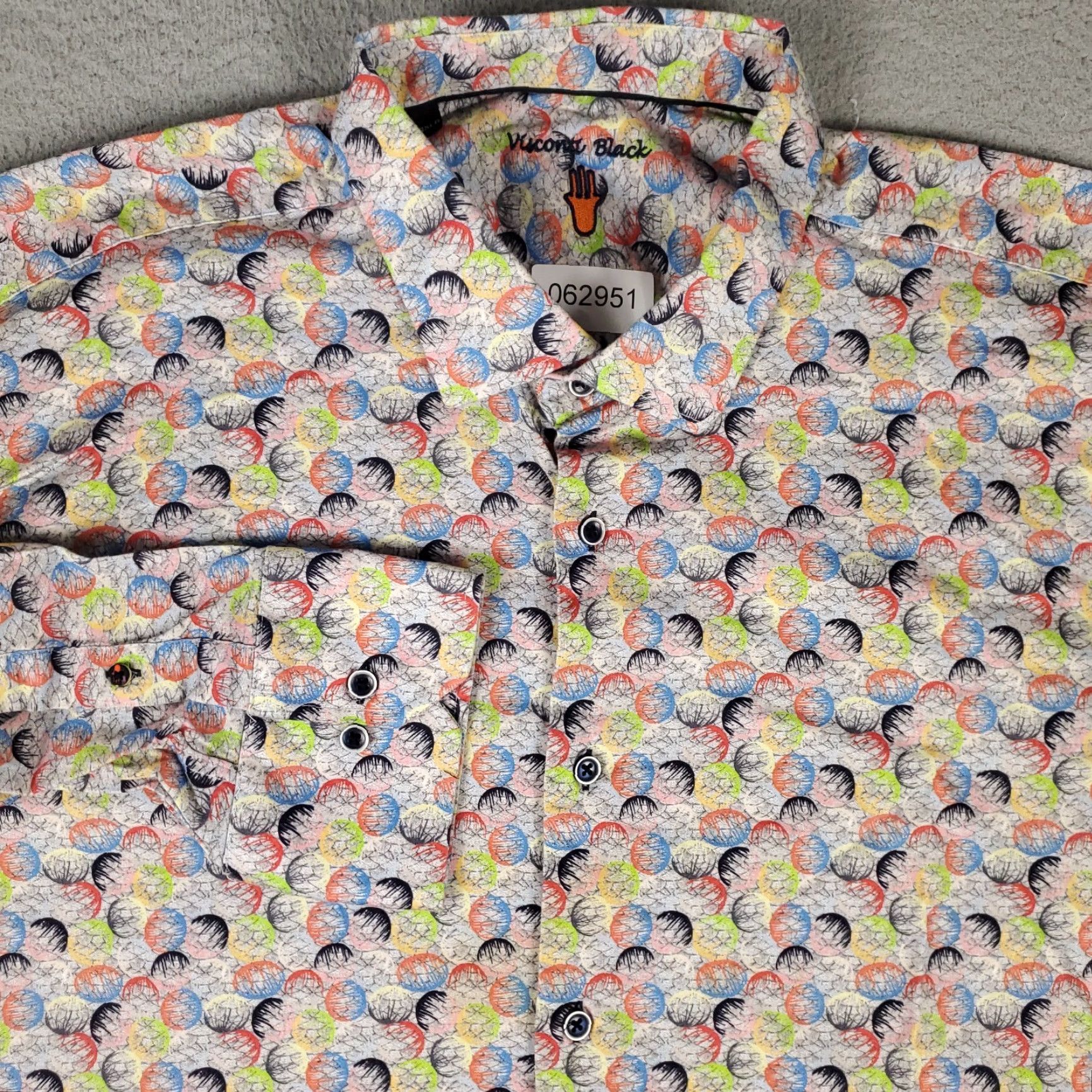Luchiano Visconti Visconti Black Shirt Mens 3XLB Blue Gray Abstract Casual Button-Up Long Sleeve Size US XXL / EU 58 / 5 - 2 Thumbnail