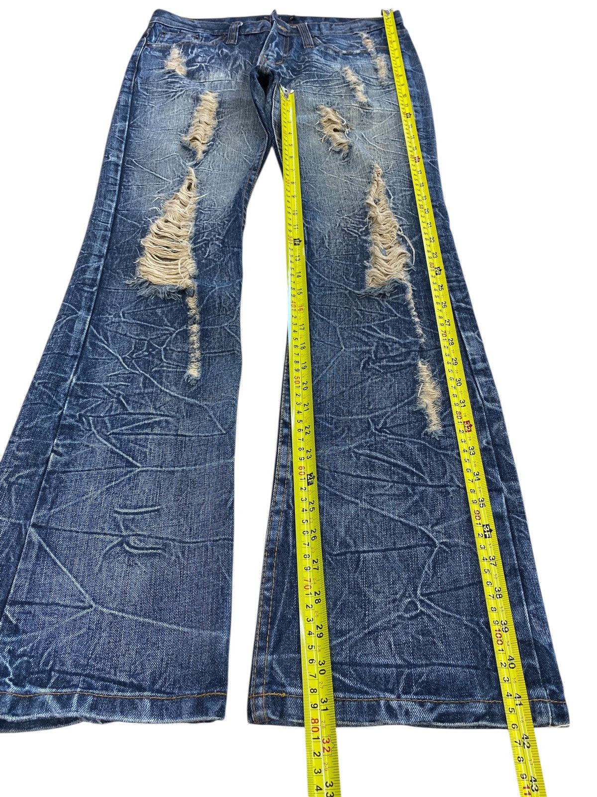 Japanese Brand Japanese Brand Thunder Wash Distressed Style Flare Jeans Size US 33 - 7 Thumbnail