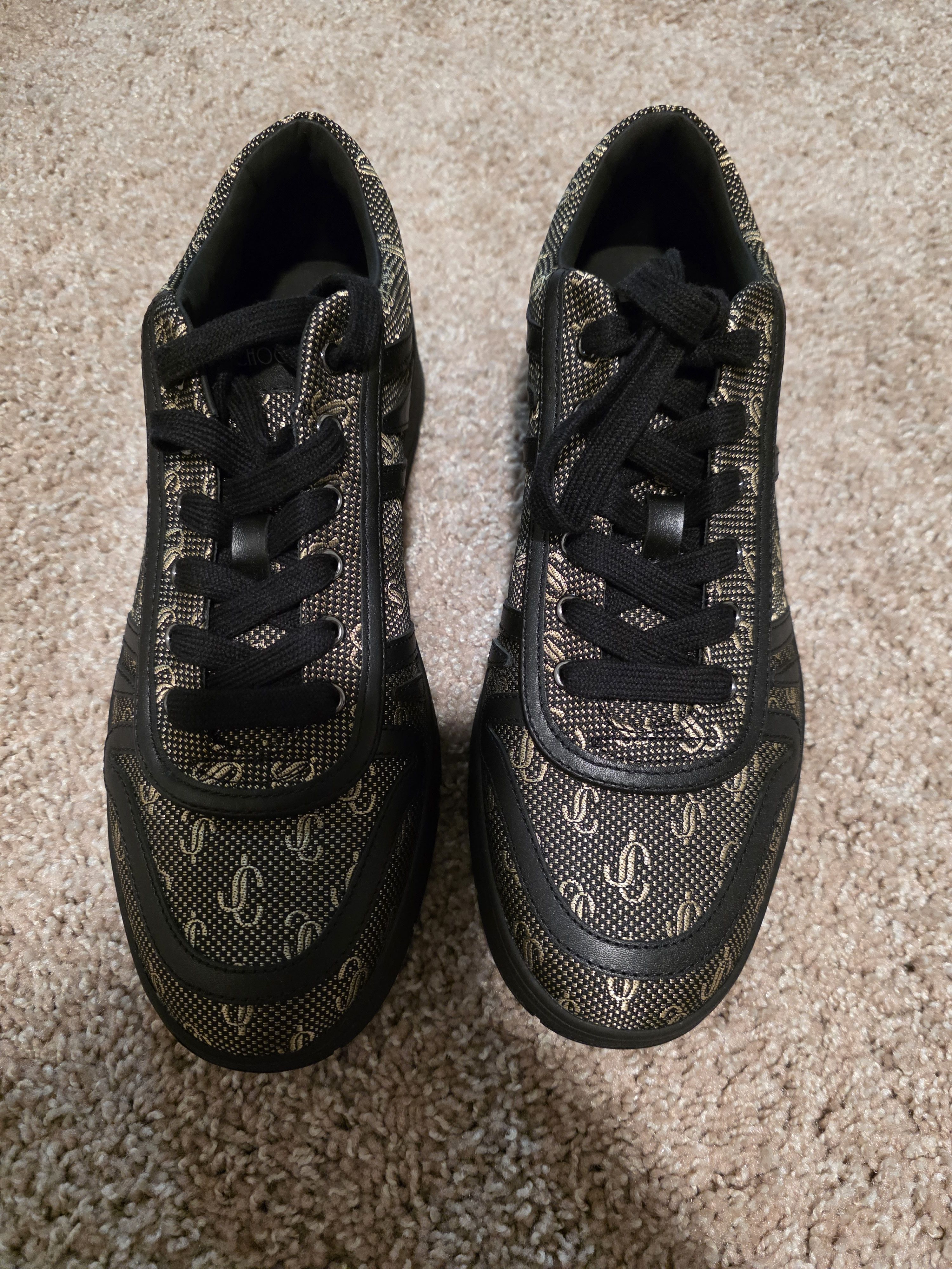 Jimmy Choo Jimmy Choo: Black/Gold Monogram Sneakers (BRAND NEW) Size US 9 / EU 42 - 6 Thumbnail