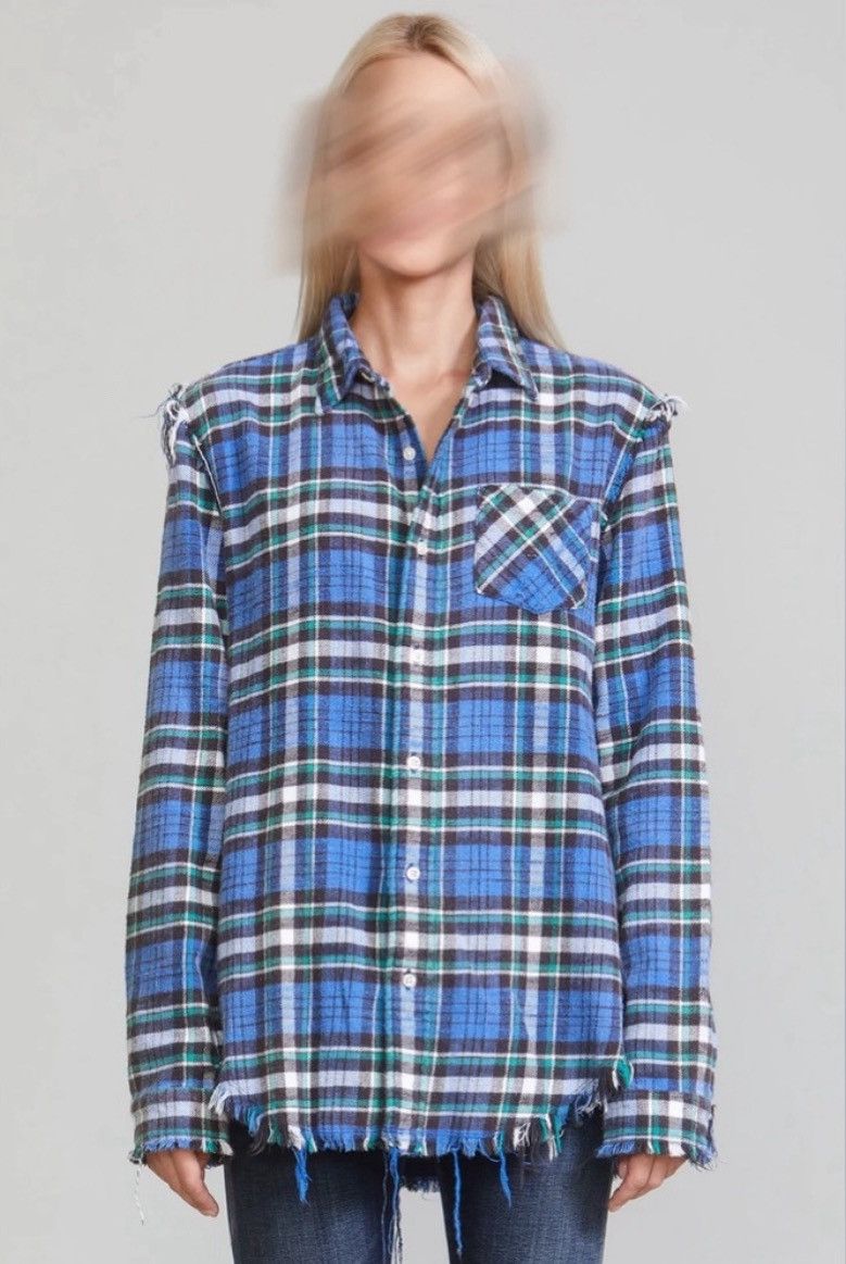 R13 Shredded seam Shirt Blue plaid Small Size S / US 4 / IT 40 - 2 Thumbnail