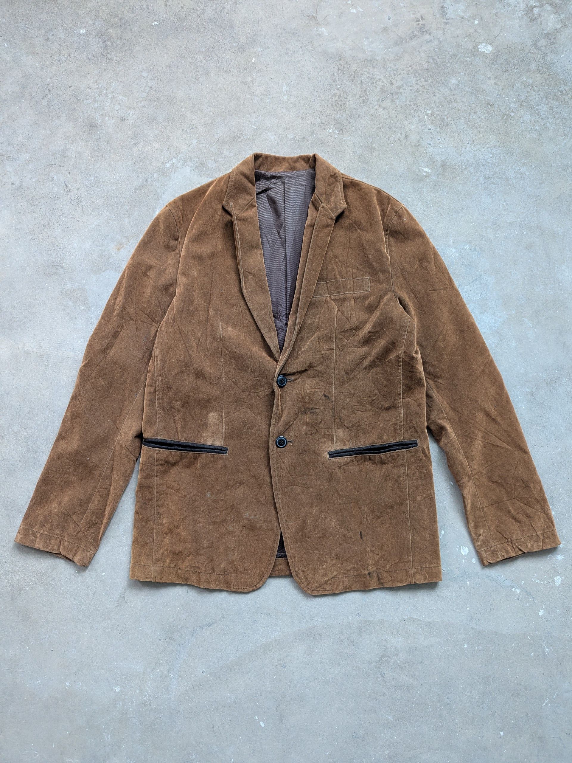 Japanese Brand × Velvet × Vintage Vintage 1990s Velvet Blazer Brown by Pazzo Size US M / EU 48-50 / 2 - 1 Thumbnail